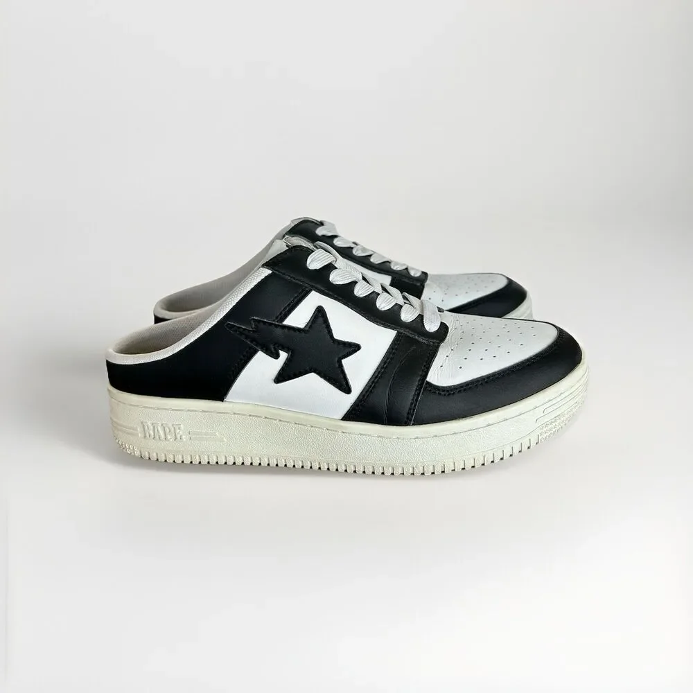 BAPE Sta Black White Low Top Sneakers Men’s Size 9 Streetwear Shoes